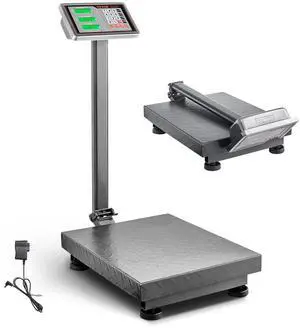 Computing Digital Platform Scale, 660 lbs Load, 0.1 lbs Accuracy Computing Floor Scale with LB/KG, Tare, Price Calculator, Stainless Steel High-Definition Display for Boxes, Luggages, FCC Listed