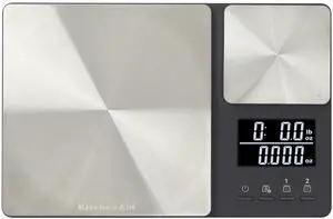KQ909 Dual Platform Digital Kitchen and Food Scale, 11 pound capacity and Precision 16oz capacity, Black with Stainless Steel