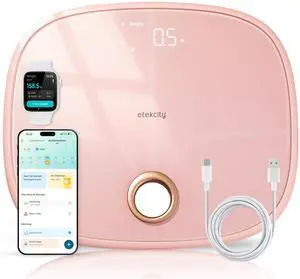 Rechargeable Pink Smart Scale for Body Weight, BMI, Fat, Muscle Mass, Digital Bathroom Scale with 13 Metrics, Secret Mode, Bluetooth Connect to Free Apps, Cotton Candy Pink