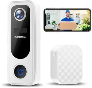 Doorbell Camera Wireless - 2K Video Doorbell Wireless with Chime, 2 Way Audio, Voice Changer, 30s Voice Message, Anti-Theft, AI Detection, Only 2.4GHz WiFi, Battery Powered, Work with Alexa