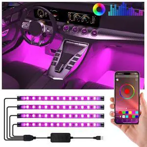 FCPVHOY Car Led Lights Interior with Smart APP Control,  Sync Music,DIY Mode,Multicolor led Car interior Light Kits,5V USB Led Lights for Cars, Trucks, SUVs