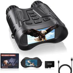 FCPVHOY Night Vision Goggles - Full-Color 4K Night Vision Binoculars for Adults, 8X Digital Zoom & 7-Level Infrared, Type-C Fast Charging, 32GB TF Card, 3.2'' HD Screen for Camping