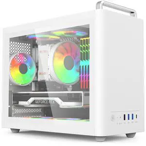 SOEYi U310 M-ATX/ITX Case, Micro ATX CASE, Portable Desktop Case with Transparent Glass Side Window, Support 310MM GPU,135mm CPU Cooler and ATX/SFX Power Supply (White)