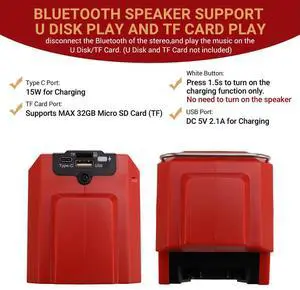 Portable Bluetooth Speaker for Milwaukee M18 18V _L50A