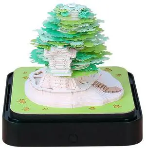 2024 Calendar Memo Pad, Desk Calendar With LED Lights 3D Notepad Paper Carving Gift Desktop Decoration For Office B Easy To Use
