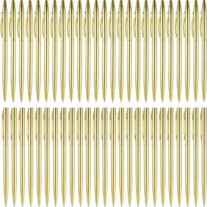 Retractable Gold llic Slim Ballpoint Pen Set, 50Pcs, For Wedding Favors & Home Office  Black Ink, 1.0Mm Tip