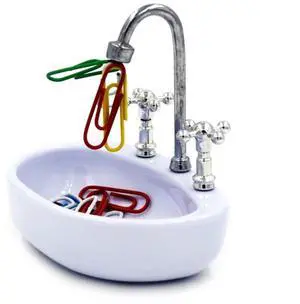 Kitchen Sink Paper Clip Holder Magnetics Paperclips Container Dollhouse Decor Desk Organizer for Kid Adult Gift