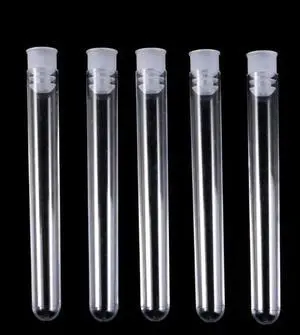 50Pcs/Pack 12x100mm Transparent oratory Clear Plastic Test Tubes Vials With Push Caps School Supplies