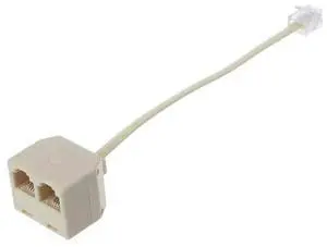 RJ11 to Double RJ11 Socket Female Port Splitter, RJ11 Plug to 2 Jack Adapter Telephone Wire Cat3 6P4C Connector 1 to 2