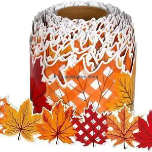 Bulletin Board Border 32.8ft Thanksgiving Leaf Border Trim Wall Sticker for Classroom Whiteboards Chalkboard Decoration