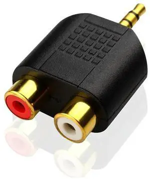 Gold Plated 3.5mm Stereo to 2-RCA Male to Female Red+White Adapter Audio Splitter Adapter Dual RCA Jack Adapter for TV