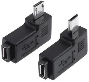 2Pcs Micro USB Female To Micro USB Male Connector Left Right Right Angled 90 Degree Micro USB To Micro USB Adapter Plug
