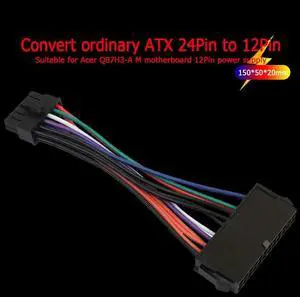 15cm ATX 24 Pin Motherboard Power Cable 12 Pin Converter Cord for Q87H3-AM