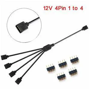 1 To 4 4pin Extension Cable 12V 30cm Rgb Connector Computer Accessories Rgb Splitter Adapter for Aura Led Light Bar for /
