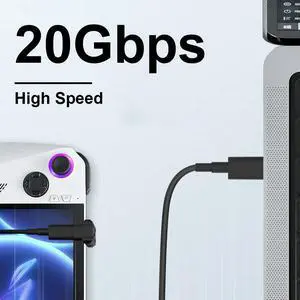 USB-C To USB-C Adapter 20Gbps USB-C Male To USB-C Female Adapter 8K@60Hz 180 Degree U-shaped for Rog Ally/NS Switch Console