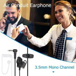 3.5mm Mono Jack Listen Only Transparent Acoustic Tube Earpiece Earphone