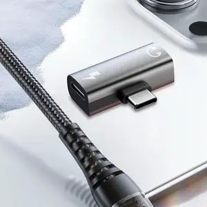 2-in-1 Audio Aux Adapter with Aux Audio Jack PD 30W USB C To Type-C Converter Earphone Splitter for 15 16