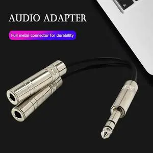 6.35mm Jack Stereo Splitter Cable 2X 1/4 inch Sockets Plug Audio Adapter Y Cord