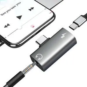 2-in-1 USB Type C To 3.5mm Headphone and Charger Adapter PD 30W USB C Splitter Earphone Splitter for 15 16