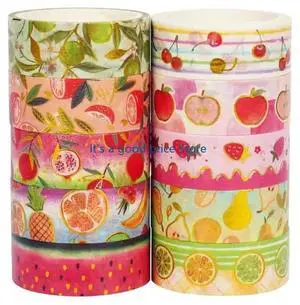 10Rolls Fruit Tape 15mmX9.8ft Decorative Tape Aesthetic Paper Tape for Scrapbooking Journal Notebook Album Packaging