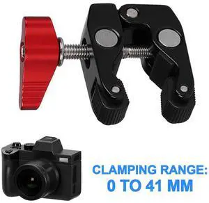 Photography Super Clamp with 1/4in and 3/8in Thread Clip Super Holder Stand for Studio Flash Light Camera Tripod Monopod