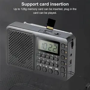 Portable FM/AM/SW Receiver with LED Screen Display Pocket Radio Support TF Card USB Drive MP3 Music Player for Home Outdoor