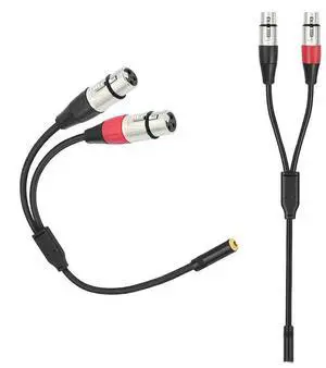 3.5mm Dual XLR To 1/8 Female Adapter 0.3m 1/8 To XLR Microphone Cable for Stereo Mic To L & R Audio Track
