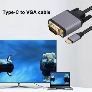 Type-C To VGA Adapter Aluminum Alloy USB 3.1 Type-C To VGA USB-C Cable Converter USB3.1 HD Screen Cord for MacBook Projector