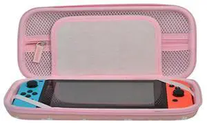 EVA Cute Hard Carrying Case Shockproof Pink Sakura Protective Case Anti-Scratch Carrying Bag for Nintendo Switch and Switch OLED