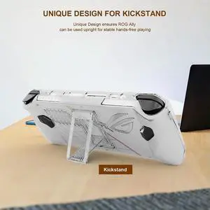 Transparent Protective Case PC Shell Protective Cover Shockproof Anti-collision with Folding Stand for ROG Ally Game Console