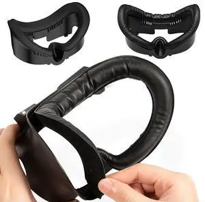 3-In-1 Facial Interface & Face Cover Pad Breathable PU Leather Ice Silk Fabric Replacement Foam Pad for Quest 3 Accessories