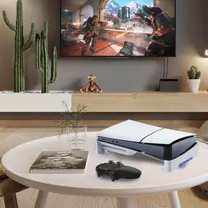 For PS5 Slim Base Stand Side Stand Base Stable with 4-Port USB2.0 Hub Base Stand Holder for PS5 Slim Disc & Edition