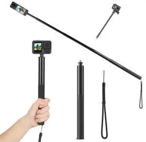 Carbon Fiber Selfie Stick 1/4 Inch Screw Invisible Selfie Stick Lightweight Extended Monopod for Panoramic Camera Action Camera