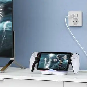 Charging Dock with RGB Lights Portable Charging Dock Station with Charging Cable for Portal PS5 Portal Remote Player
