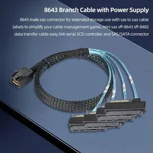 0.5m/1m Solid State Drive Cable MiniSAS HD SFF-8643 36P To 4SFF-8482 29 15P SAS Hard Drive Splitter Cable Computer Supplies