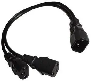IEC 320 C14 Male Plug to 2xC13 Female Splitter Power Cord C14 to 2 Way C13 Power Adapter Cable for UPS Server 0.5m