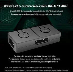 5V To 12V RGB Transfer Hub with 3-Way Splitter 5V ARGB To 12V RGB Converter Sync with Motherboard Built-in 50 Color Modes