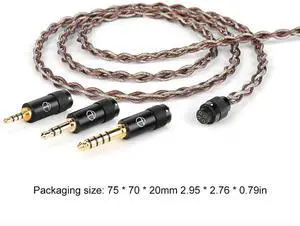 Earphone Wire with Swappable Connector 2.5/3.5/4.4mm Headphone Cable Silver-Plated Copper OFC Copper for TRN MT1 MAX TA4