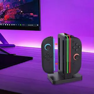 4 In 1 Game Controller Charger LED Indicator Magnetic Charging Dock Colored Light Handle Charging Base for NS Accessories