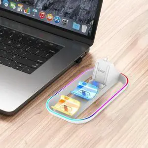 Charging Docking Station for PS5 Portal Handheld Console with 2 Charging Ports for PS5 Controller with RGB and Charging Cable