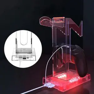 RGB Game Console Controller Bracket Transparent Gamepad Controller Stand Controller Holder Headset Stand for PS5 Portal/PS5/Xbox