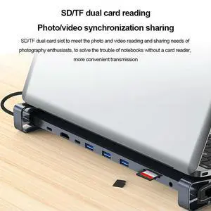USB C Adapter SD/TF Card Reader RJ45 Gigabit Ethernet 3.5mm AUX HDMI-compatible 4K 3 USB 3.0 5Gbps Data Ports for Macbook