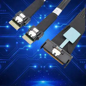 MCIO 8i Slimline SAS To 2 Ports SFF-8654 4i Cable PCIE5.0 Server Adapter Cable Male To Male Connection Cable Server Adapter 50cm