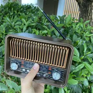 Vintage Radio with BT Speaker LED Flashlight Retro Radio Support TF Card for Home Bedroom Living Room Kitchen