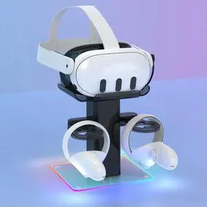 RGB VR Charging Station Headset Display Stand and Controller Mount VR Display Stand for Quest 3/3S VR Headset & Controllers
