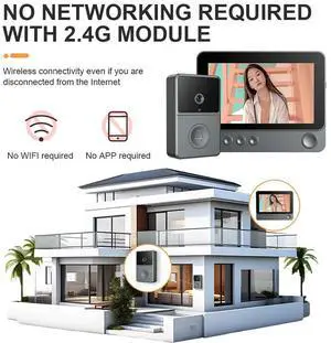 2.4G Wireless Video Intercom Doorbell 4.3 Inch IPS Screen Video Monitoring Doorbell Two Way Voice Night Vision Doorbell