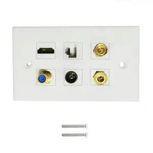 6 Port Multimedia American panel wall plug wall plug TV TV9.5 F Keystone CAT6 network HD HDMI Banana Jack Binding Post Keystone