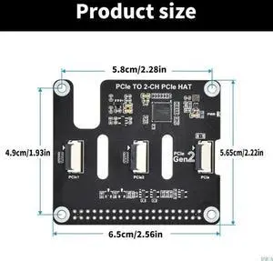 2 Port PCIe to 2CH PCIe FFC HAT PCle Expansion Module 16Pin Connection for RPi 5 for Electronics Enthusiasts