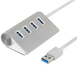 Aluminum 4 Port USB 3.0 Hub 5Gbps High Super Speed Adapter Cable For PC Laptop
