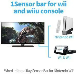 Wired Motion Sensor Receiver with Extension Cord Remote Infrared Ray IR Inductor Bar Wired Motion Sensor Bar for Nintendo Wii